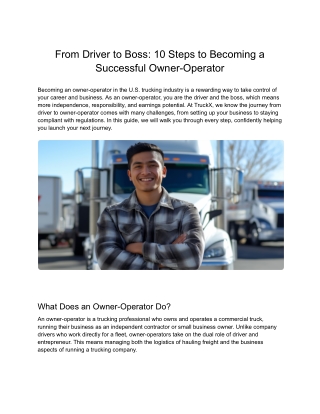 From Driver to Boss: 10 Steps to Becoming a Successful Owner-Operator