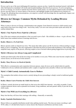 Divorce in Chicago: Common Myths Debunked by Leading Divorce Attorneys