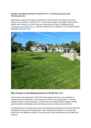 Reliable Lawn Mowing Service in North Port, FL_ Transforming Lawns with Professional Care