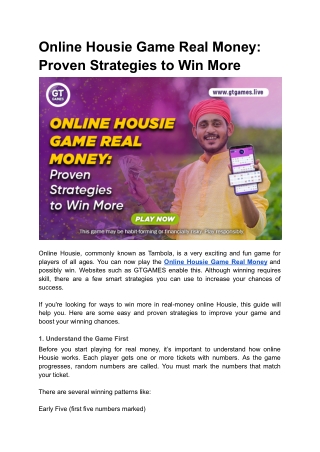 Online Housie Game Real Money_ Proven Strategies to Win More