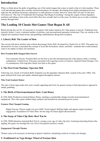 The Leading 10 Traditional Port Gamings That Began All Of It