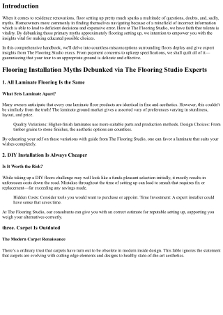 Flooring Installation Myths Debunked through The Flooring Studio Experts
