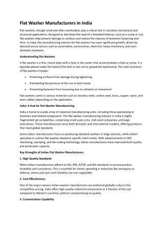 flat washer manufacturers in India