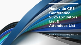 Nashville CPE Conference 2025 Exhibitors List & Attendees List