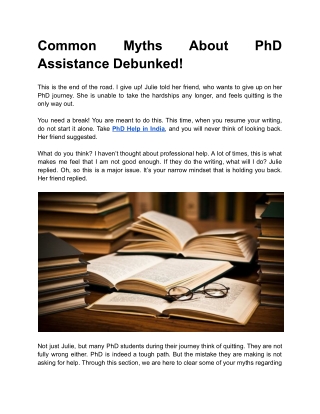 Common Myths About PhD Assistance Debunked!