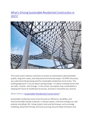 What’s Driving Sustainable Residential Construction in 2025