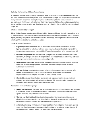 Exploring the Versatility of Silicon Rubber Sponge
