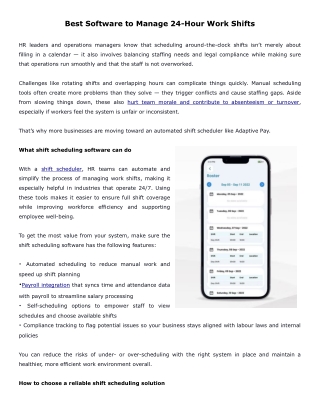 Best Software to Manage 24-Hour Work Shifts