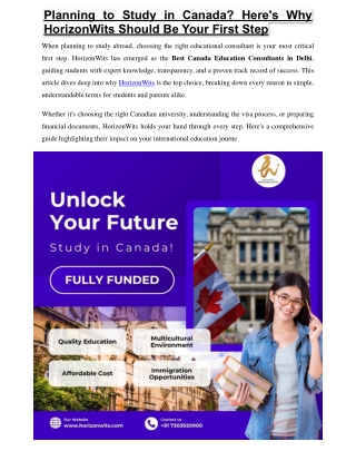 Best Canada Education Consultants in Delhi - HorizonWits