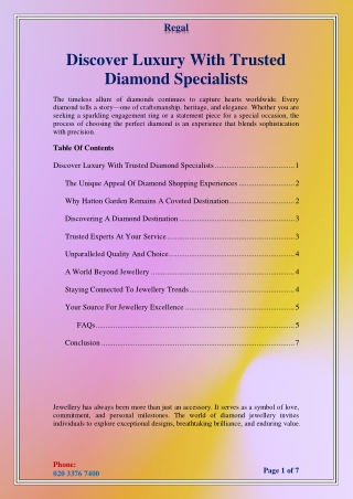 Discover Luxury With Trusted Diamond Specialists