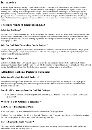 Affordable Backlink Packages: Boost Your SEO Without Breaking the Bank