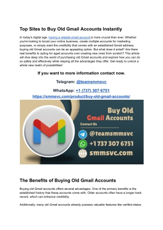 Top Sites to Buy Old Gmail Accounts Instantly
