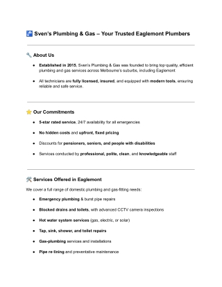 Professional Plumbing Services in Eaglemont – Sven’s Plumbing & Gas