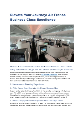 Elevate Your Journey Air France Business Class Excellence