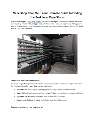 Vape Shop Near Me – Your Ultimate Guide to Finding the Best Local Vape Stores