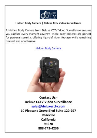 Hidden Body Camera Deluxe Cctv Video Surveillance