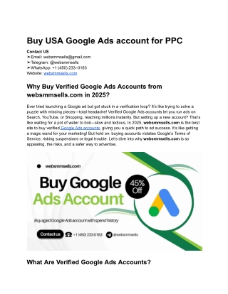 Buy USA Google Ads account for PPC