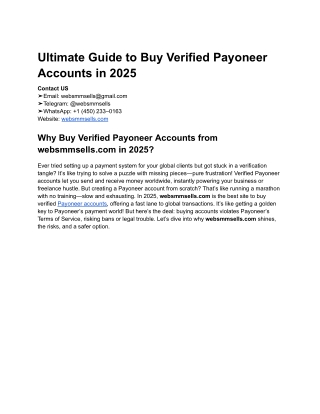 Ultimate Guide to Buy Verified Payoneer Accounts in 2025