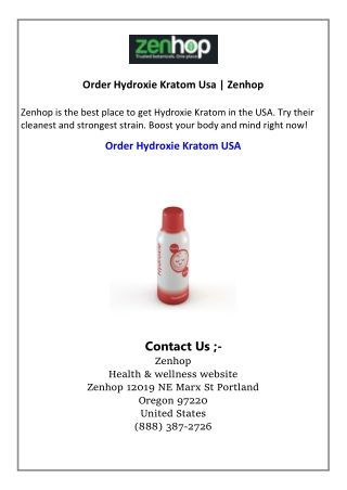Order Hydroxie Kratom Usa  Zenhop