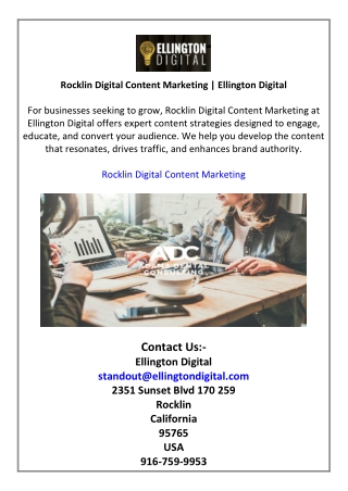 Rocklin Digital Content Marketing  Ellington Digital
