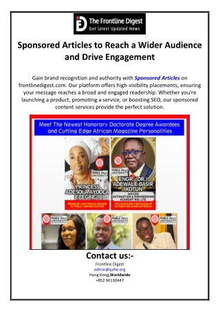 Sponsored Articles to Reach a Wider Audience and Drive Engagement