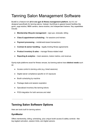 Tanning Salon Management Software
