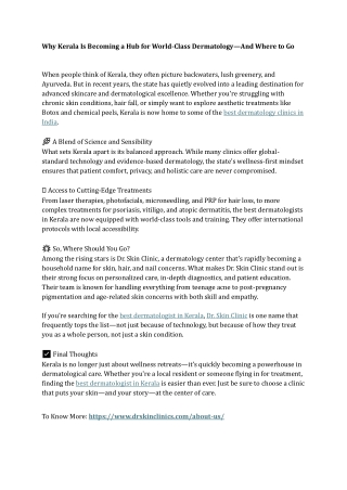 Why Kerala Is Becoming a Hub for World-Class Dermatology And Where to Go