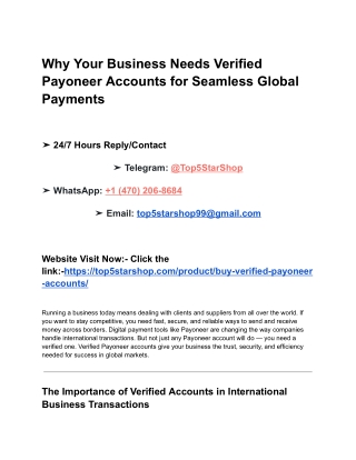 Why Your Business Needs Verified Payoneer Accounts for Seamless Global Payments