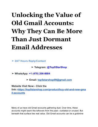 Unlocking the Value of Old Gmail Accounts_ Why They Can Be More Than Just Dormant Email Addresses