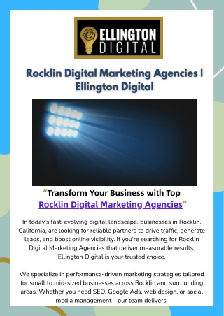 Rocklin Digital Marketing Agencies  Ellington Digital .