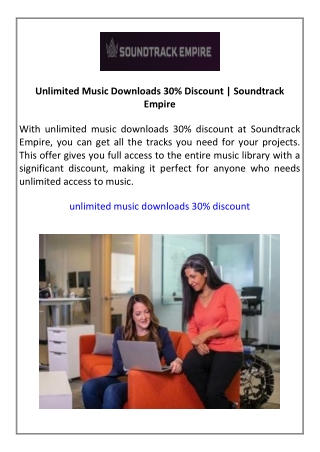 Unlimited Music Downloads 30% Discount  Soundtrack Empire