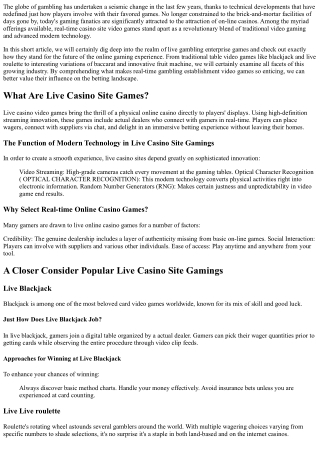 Live  E-casino  Video Games: The Future of  On The Web Gambling  Adventure