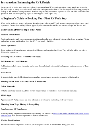 A Beginner's Guide to Booking Your First RV Park Stay