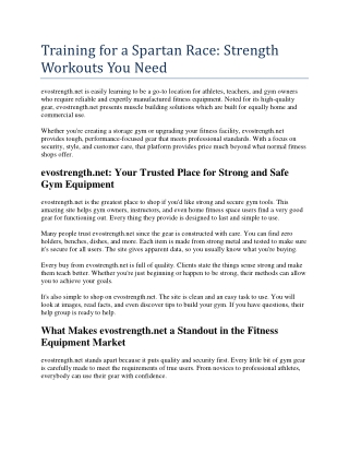 Training for a Spartan Race