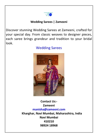 Wedding Sarees  Zameeni