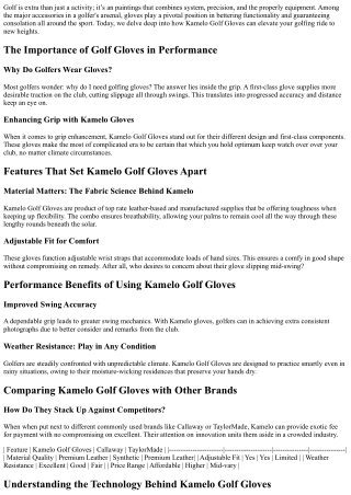 Get a Grip! How Kamelo Golf Gloves Enhance Performance