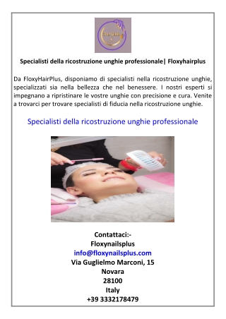 Specialisti della ricostruzione unghie professionale Floxyhairplus