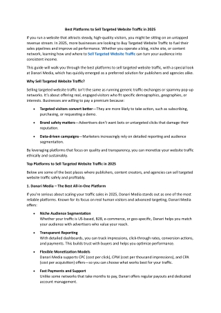 Best Platforms to Sell Targeted Website Traffic in 2025
