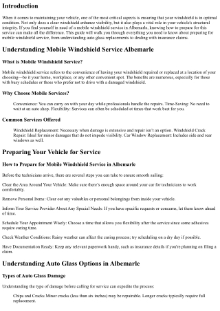 How to Prepare for Mobile Windshield Service in Albemarle