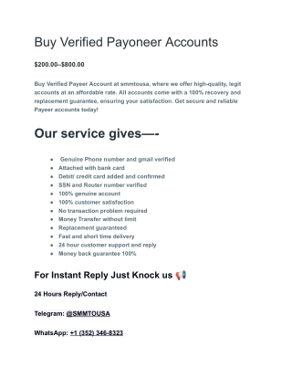 5 Best Sites To Buy Verified Payoneer Accounts In This a  Account