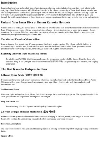 Unleash Your Inner Diva at Ilsssan Karaoke Hotspots