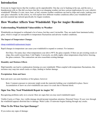 How Weather Affects Your Windshield: Tips for Angier Residents