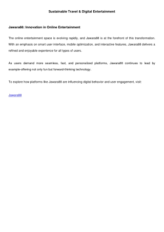 Jawara88: Innovation in Online Entertainment