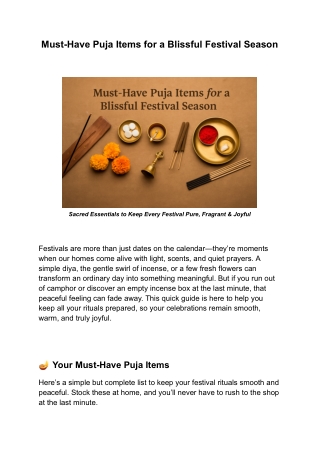 Must-Have Puja Items for a Blissful Festival Season