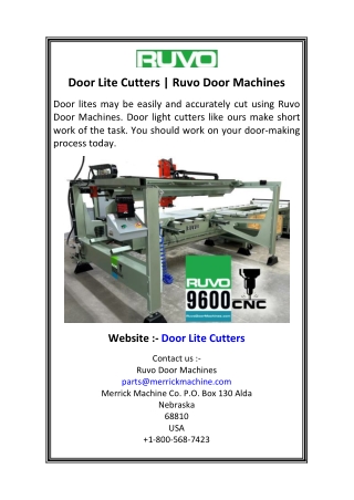 Door Lite Cutters  Ruvo Door Machines