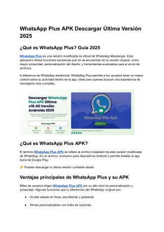 WhatsApp Plus APK Descargar Última Versión