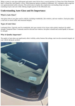 Is Cheap Auto Glass Worth the Risk? A Deep Dive into Quality vs Price