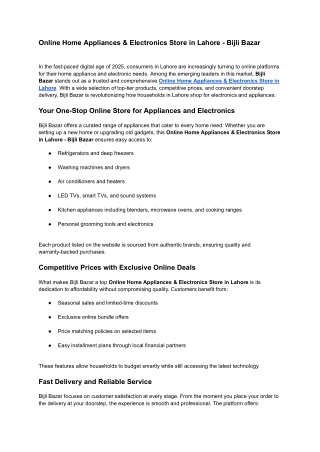 Online Home Appliances & Electronics Store in Lahore - Bijli Bazar