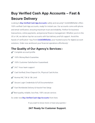 Buy Verified Cash App Accounts – Fast & Secure Delivery