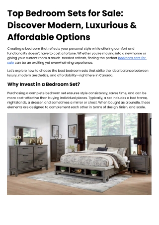 Modern, Luxurious & Affordable - Bedroom Sets for Sale